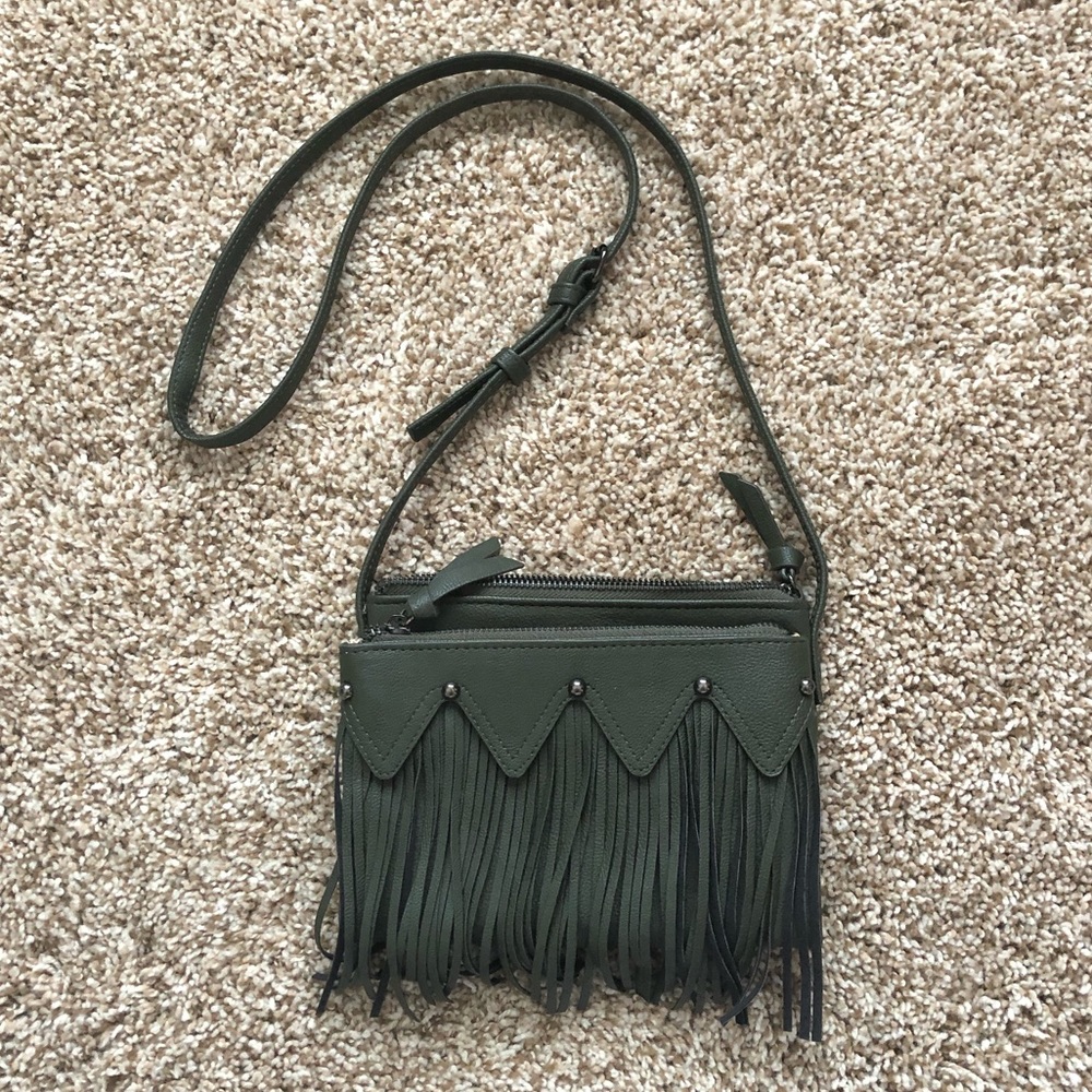 Madden Girl Sage Green Fringe Crossbody
